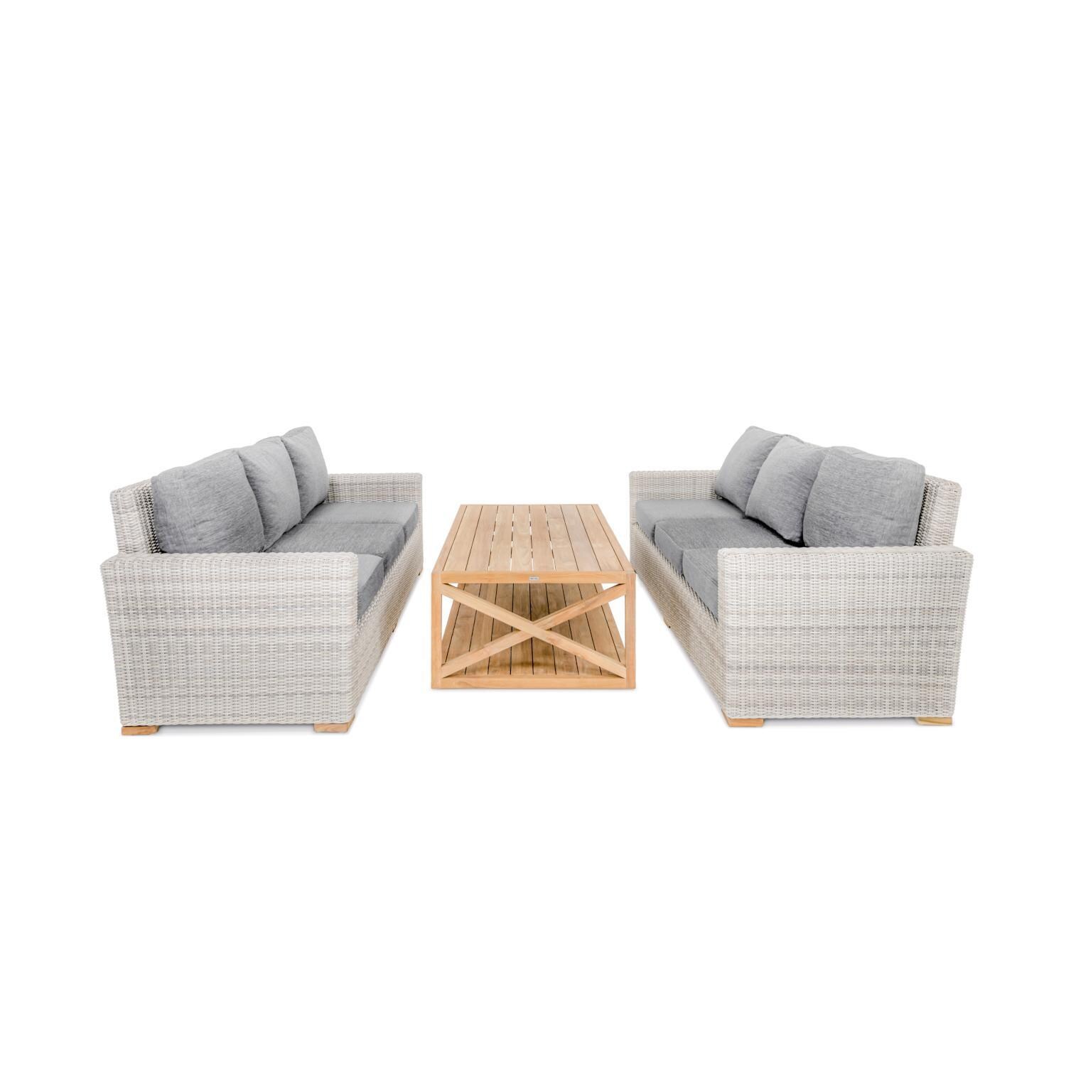 Teak + Table Oyster Bay Sofas 3 Piece Lounge Set in Granite - White Background thumbnail