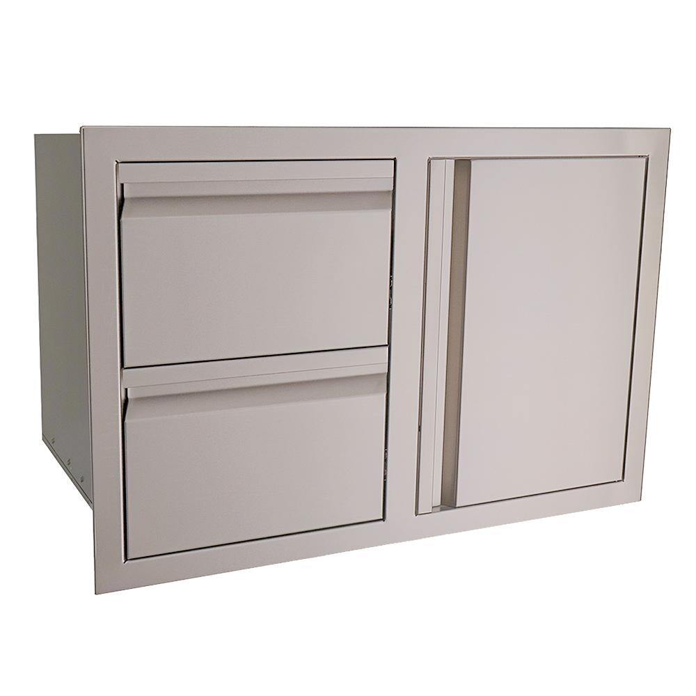 RCS VDC1SCR Valiant Double Soft Close Drawer & Right Hinged Door Combo - Angled Left - White Background thumbnail