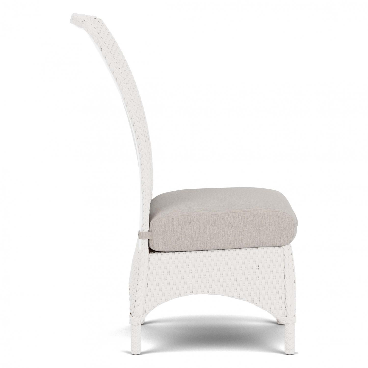 Lloyd Flanders Mandalay Armless Dining Chair in White Finish with Sailcloth Salt Fabric - Side thumbnail