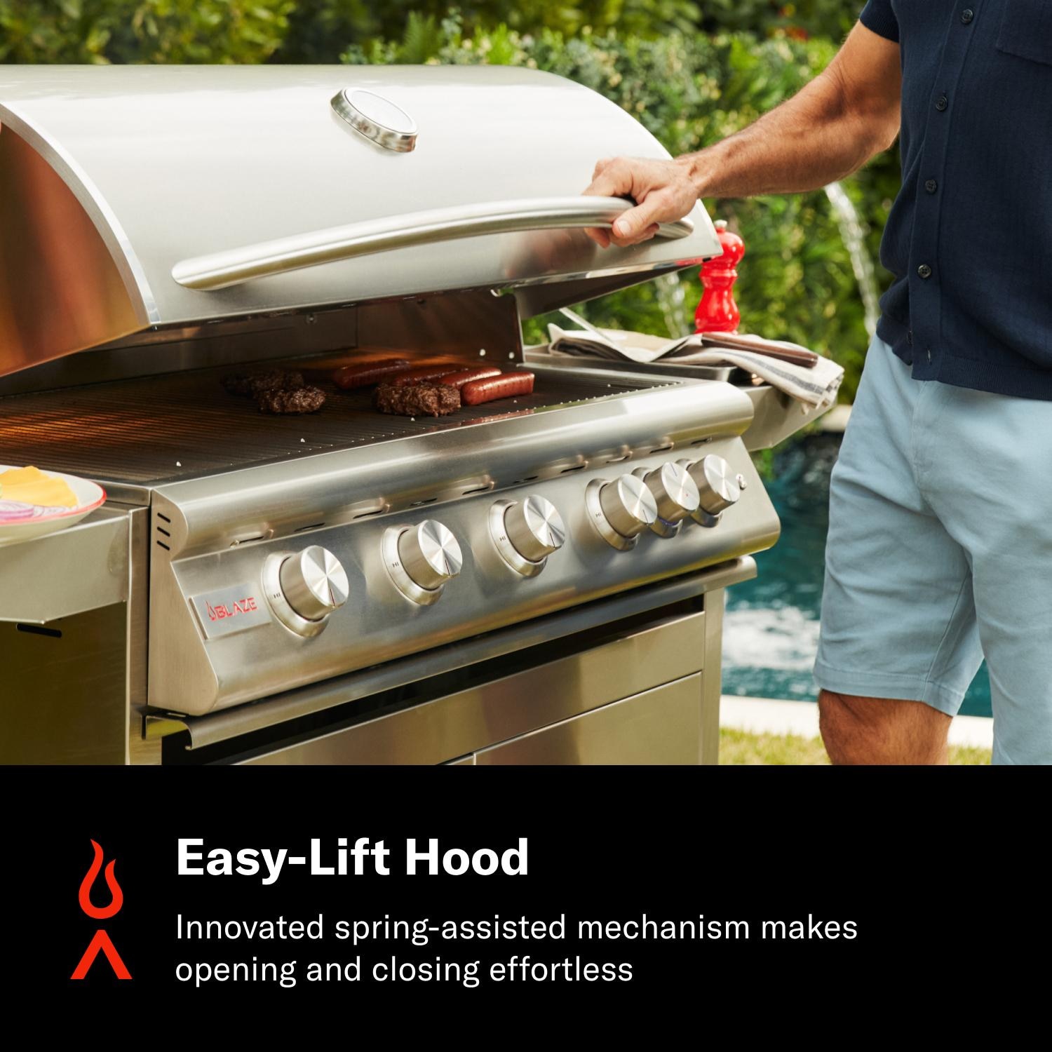 Blaze BLZ-5LTE3-LP Freestanding Propane Grill - Easy-Lift Hood - Detail thumbnail