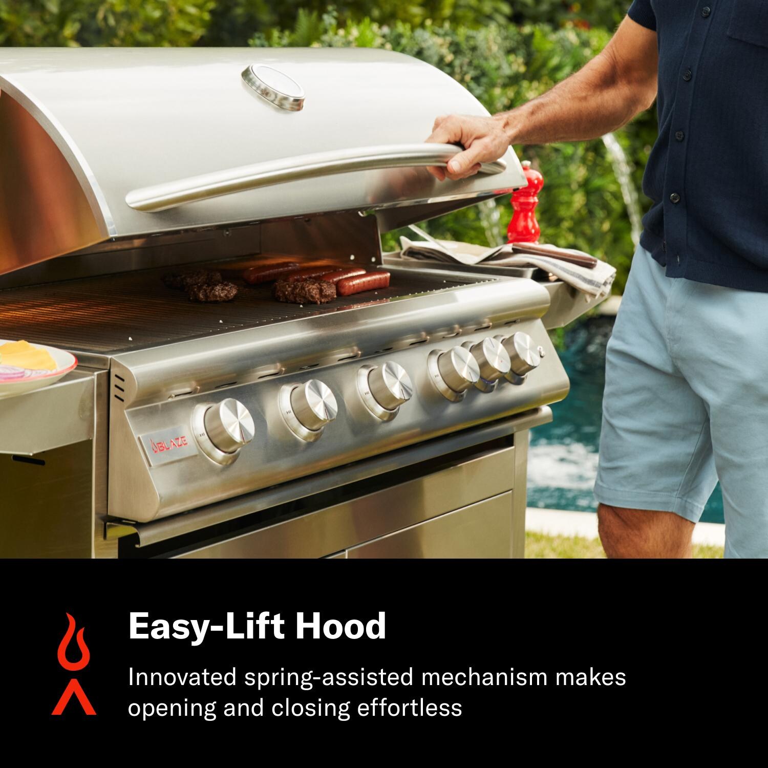 Blaze BLZ-5LTE3-LP Freestanding Propane Grill - Easy-Lift Hood - Detail thumbnail