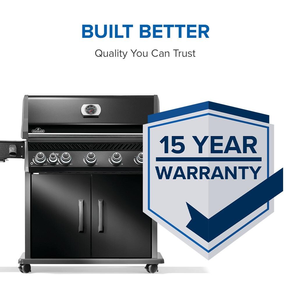 Napoleon RP625SIBNK-2 Rogue PRO 625 5-Burner Natural Gas Grill w/ Infrared Side Burner - Black - RP625SIBNK-2 - Warranty Badge - Detail thumbnail