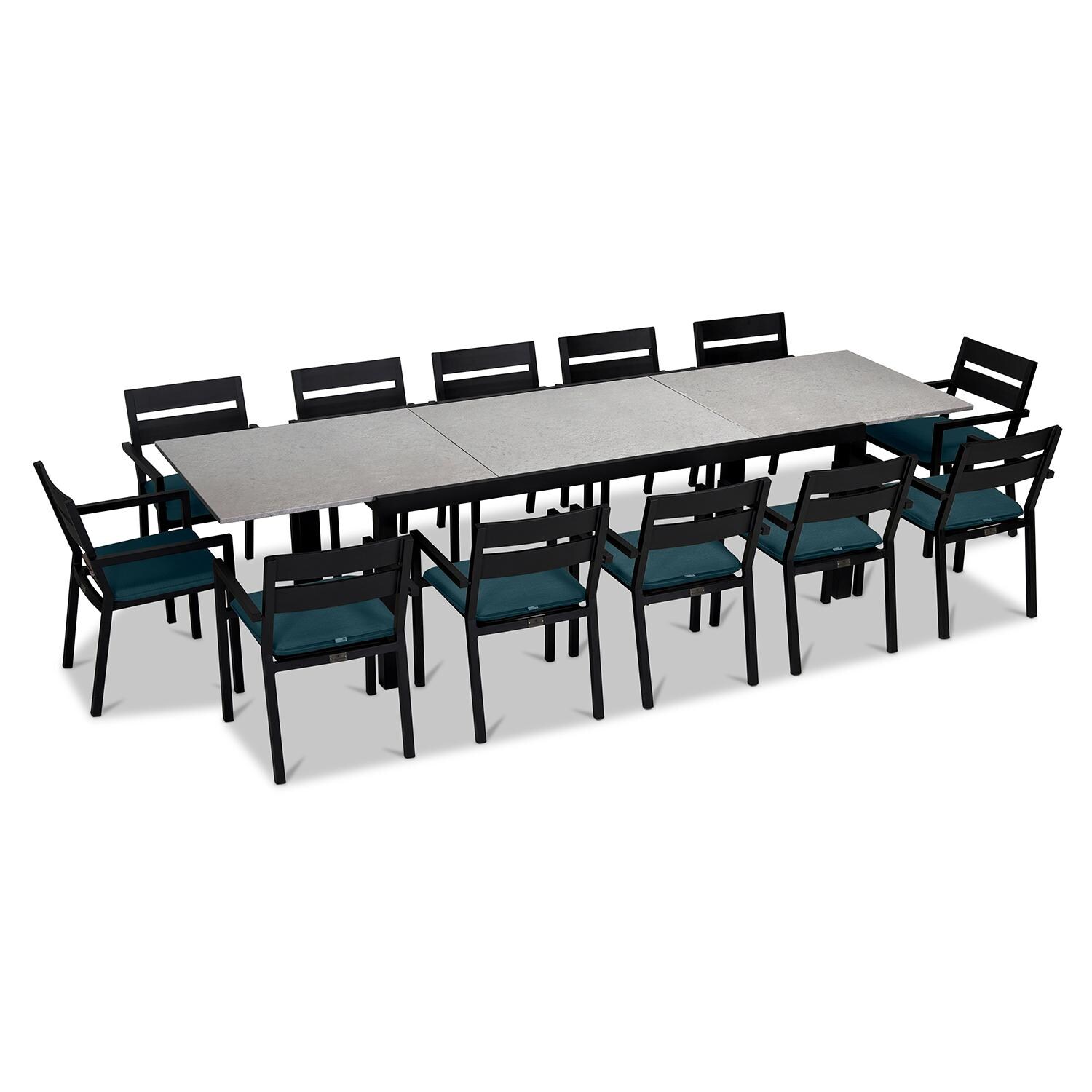 Calm Bay 13 Pc Extendable Dining Set in Black/Cast Lagoon by Lakeview - White Background thumbnail