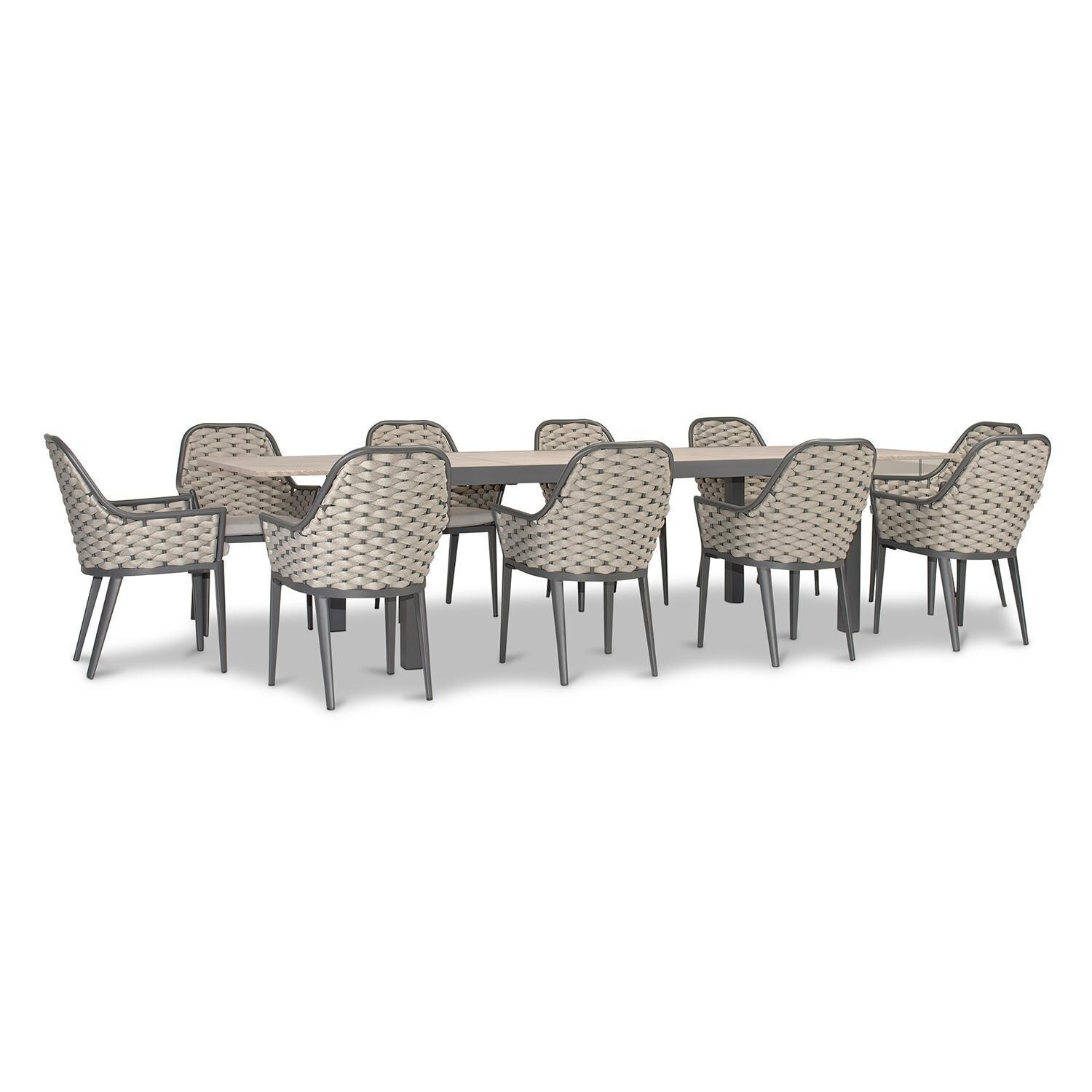 Chloe Bay 13 Pc Aluminum Extendable Dining Set in Slate/Barnwood by Lakeview - Side View - White Background thumbnail