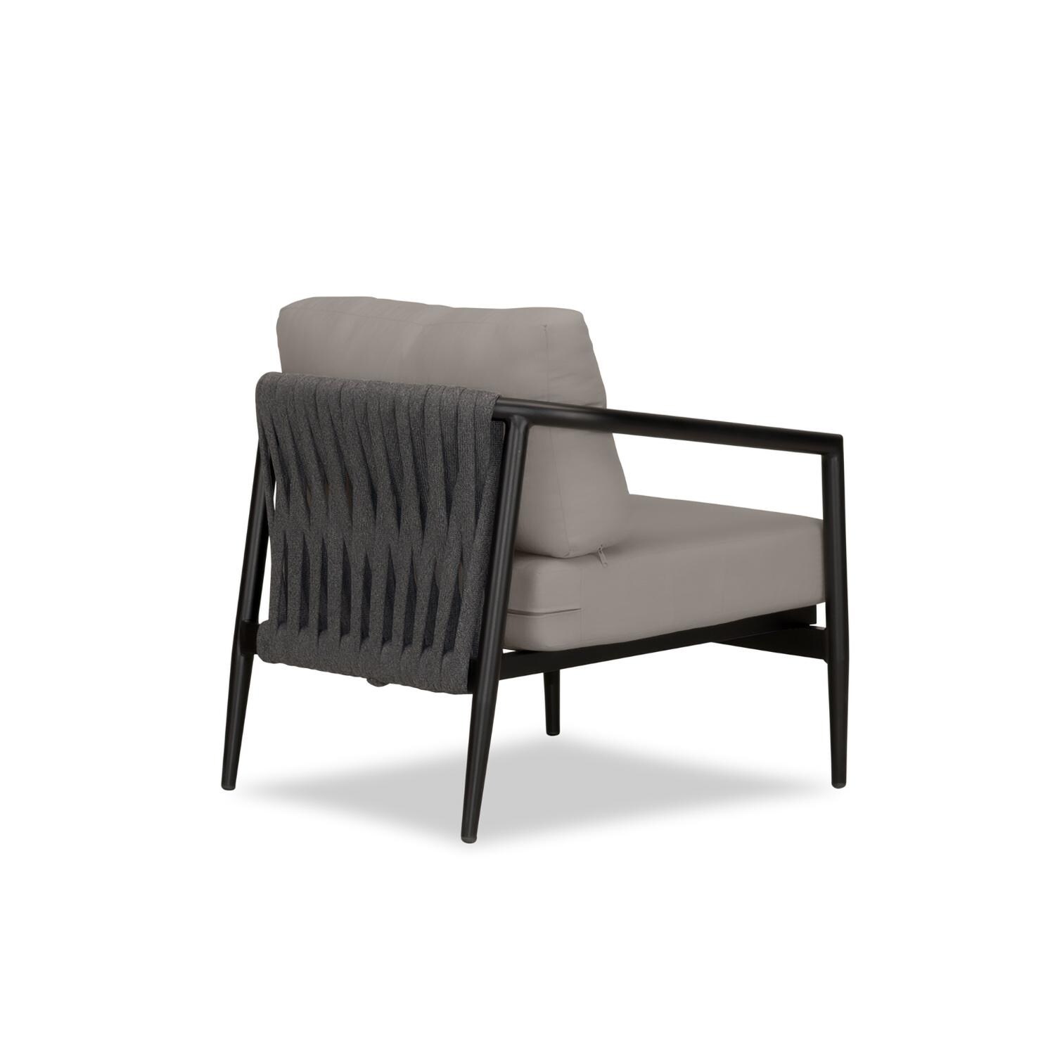 Lakeview Midnight Cove Aluminum Club Chair in Black/Carbon/Canvas Charcoal - Back Right - White Background thumbnail