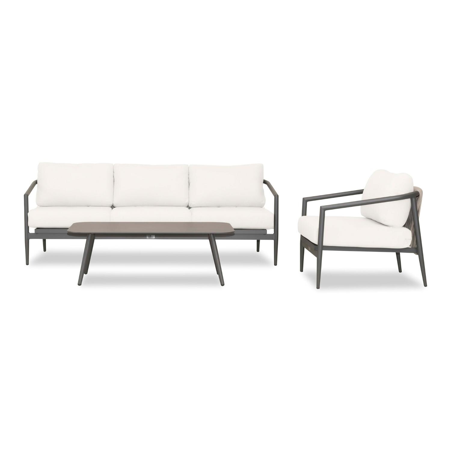 Lakeview Midnight Cove 3 Pc Aluminum Sofa Seating Set in Slate/Pebble Gray/Canvas Natural - Front - White Background thumbnail