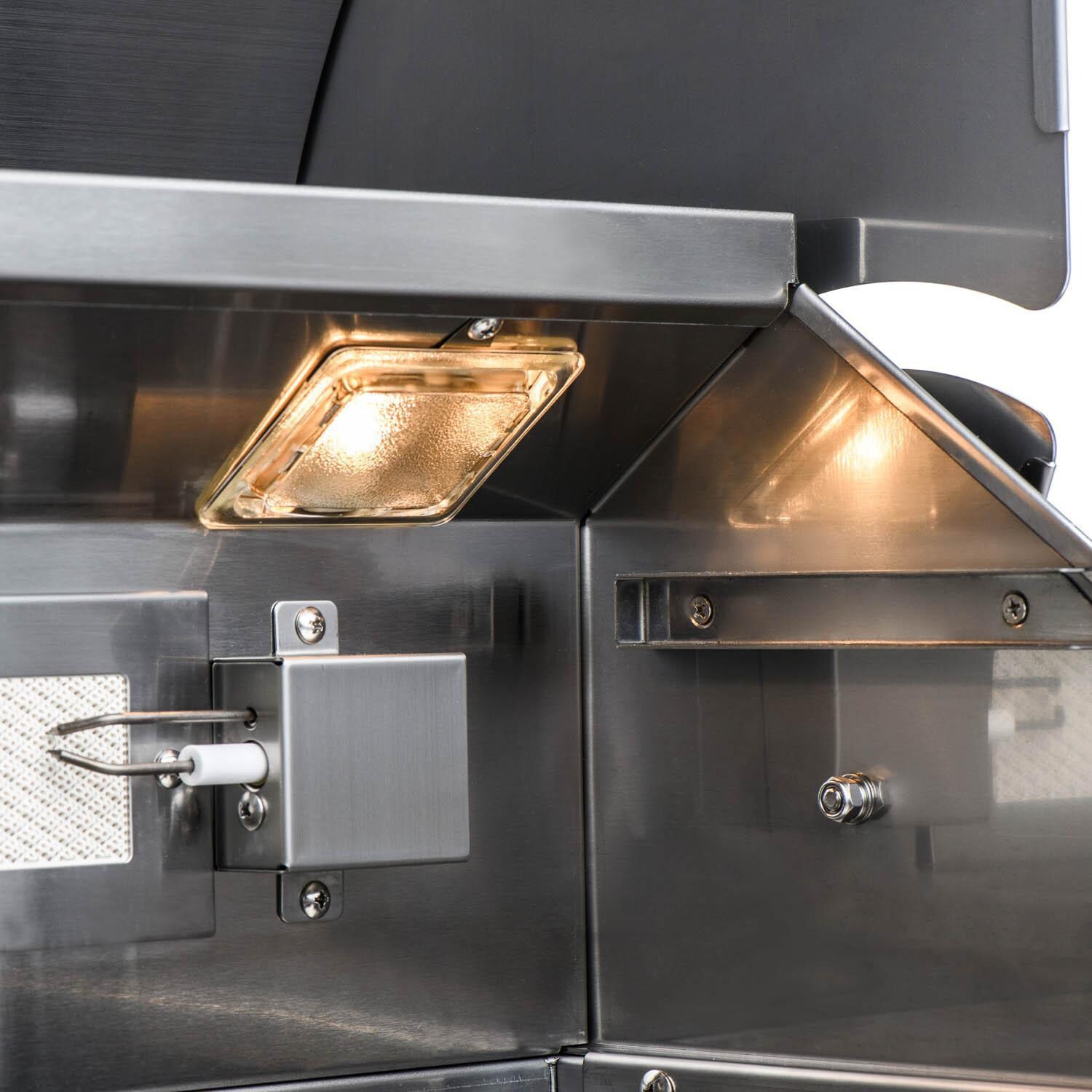 Blaze BLZ-4LTE2-LP Premium LTE 32-Inch 4-Burner Built-In Propane Grill - Internal Halogen Light Closeup thumbnail