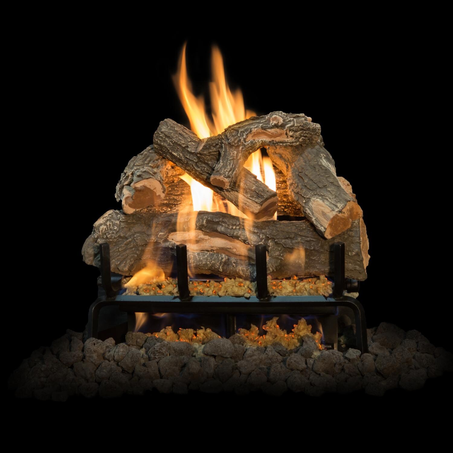 Grand Canyon 18Inch Arizona Weathered Oak Vented Outdoor Log Set W/ Propane 3BRN SS Burner