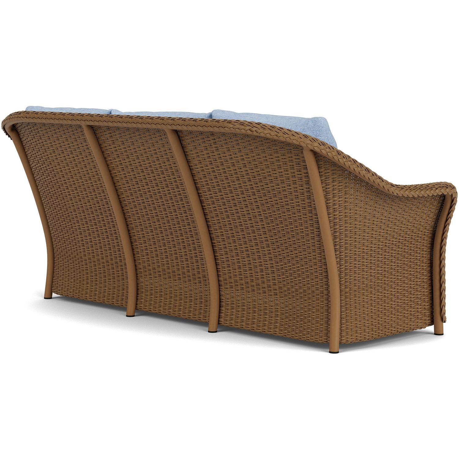 Lloyd Flanders Weekend Retreat Sofa in Hickory Finish W/ Demo Skyway Fabric - Back Right thumbnail