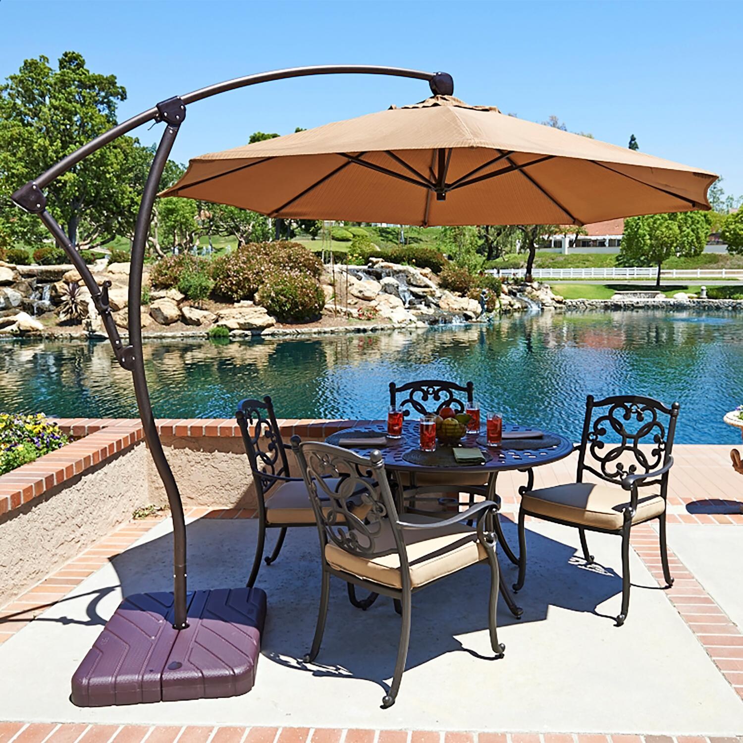 California Umbrella Bayside Series 9 Ft Aluminum 360 Tilt Cantilever Patio Umbrella W/ Crank Lift - On the Patio (Base Not Included) thumbnail