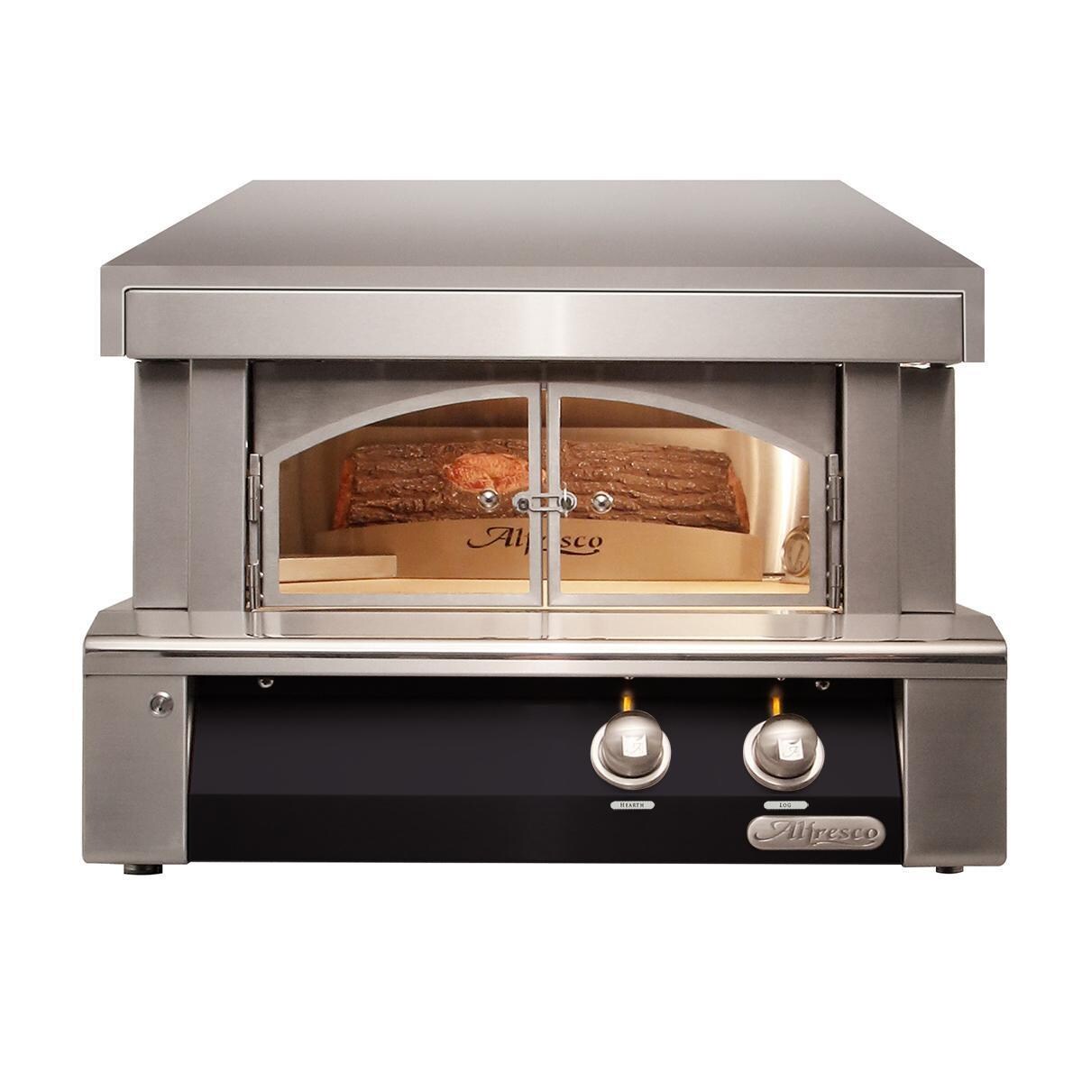 Alfresco AXE-PZA-NG-S9005 30 Inch Countertop Natural Gas Outdoor Pizza Oven Plus in Jet Black Gloss - White Background thumbnail