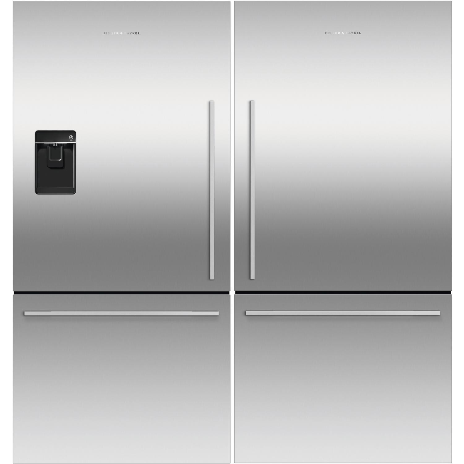 Fisher Paykel ActiveSmart 34.2 Cu. Ft. Dual Bottom Freezer Counter Depth Refrigerators W/ Flat Doors, Icemaker & Water Dispenser - Stainless Steel