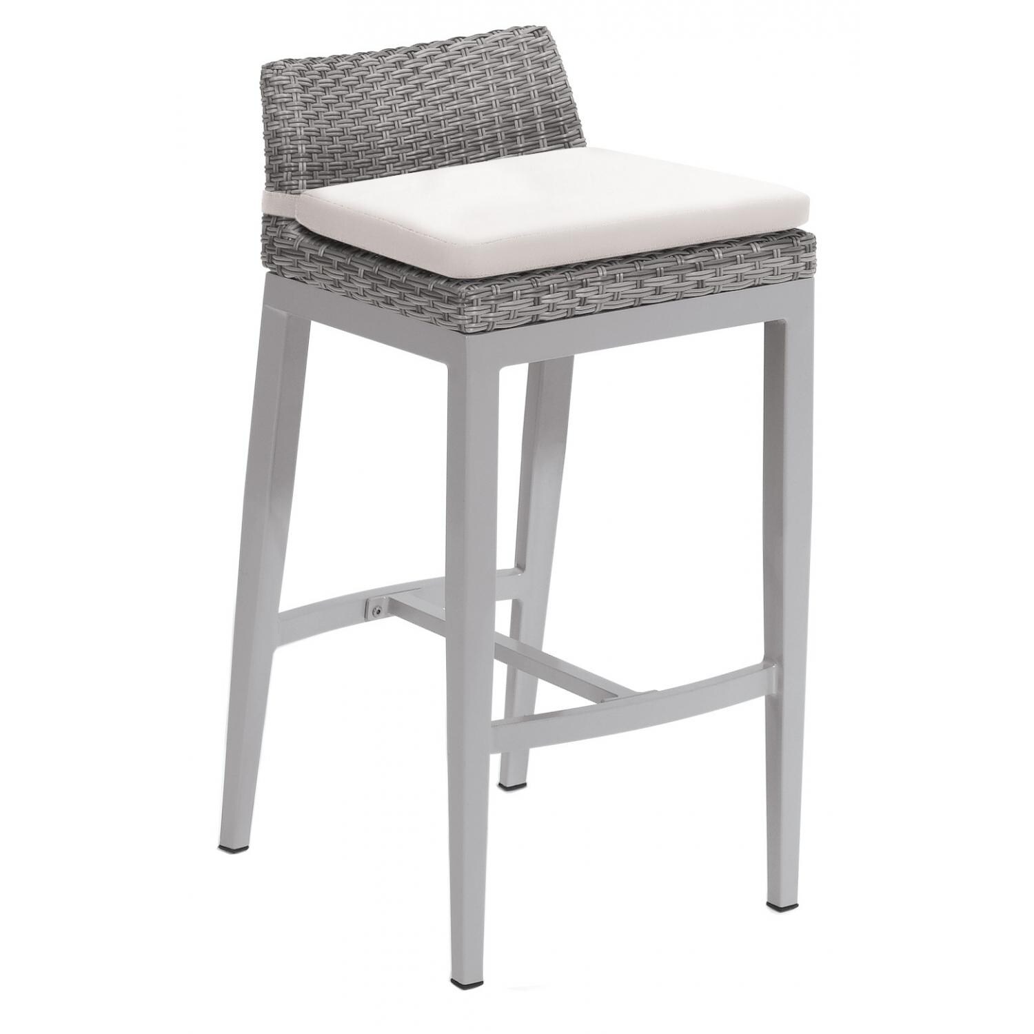 Argento Wicker Patio Bar Stool W/ Eggshell White Cushion By Oxford Garden image