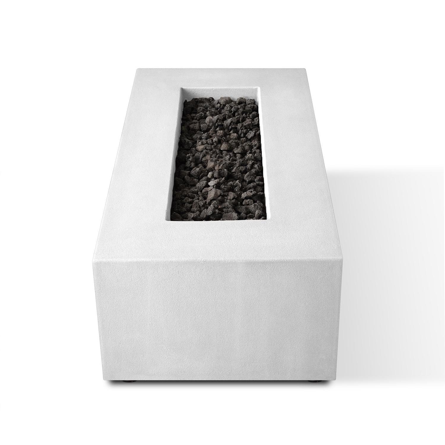 Olliewood 60-in Rectangular Concrete Natural Gas Fire Pit Table in Chalk by BBQGuys Signature - Top View - White Background thumbnail