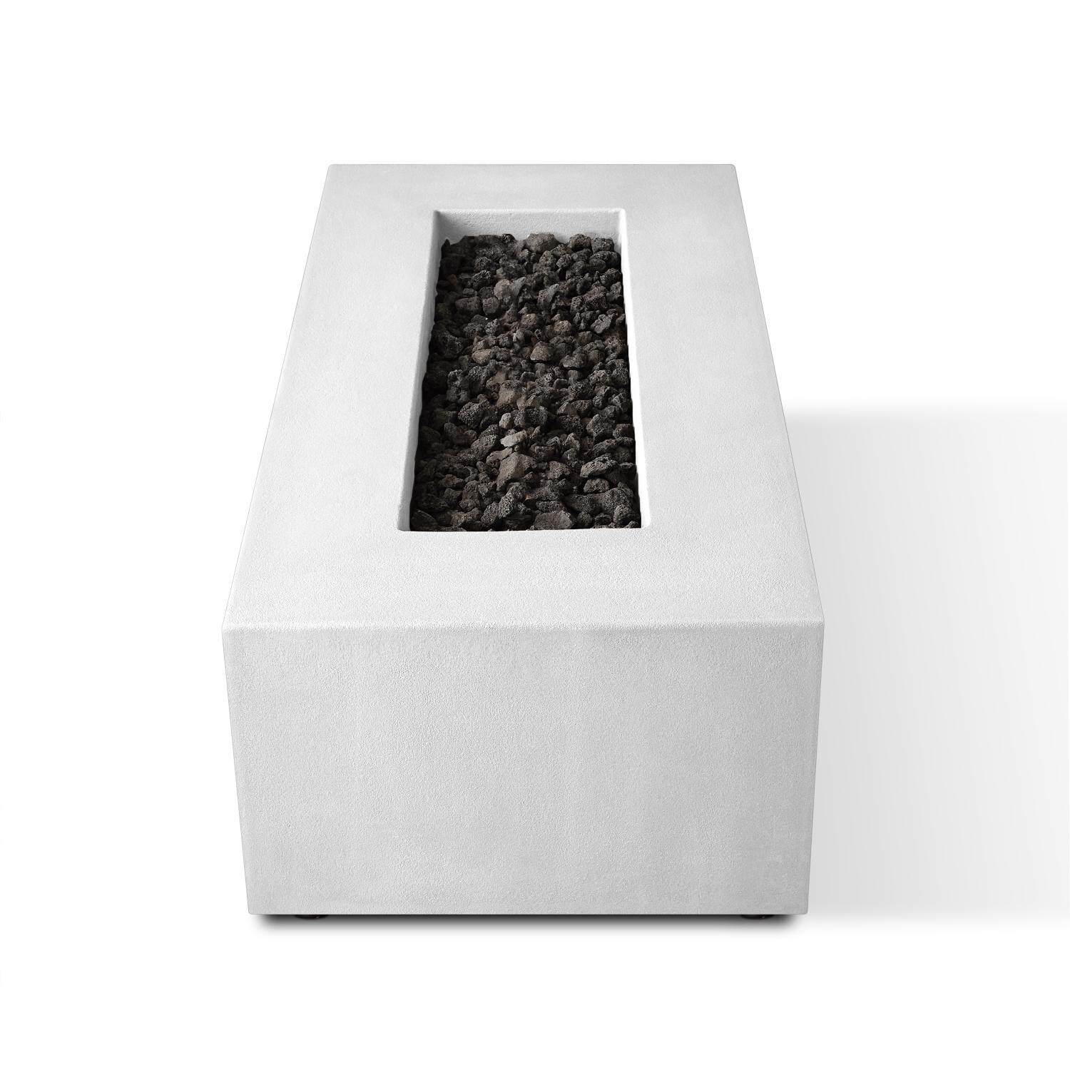 Olliewood 60-in Rectangular Concrete Natural Gas Fire Pit Table in Chalk by BBQGuys Signature - Top View - White Background thumbnail