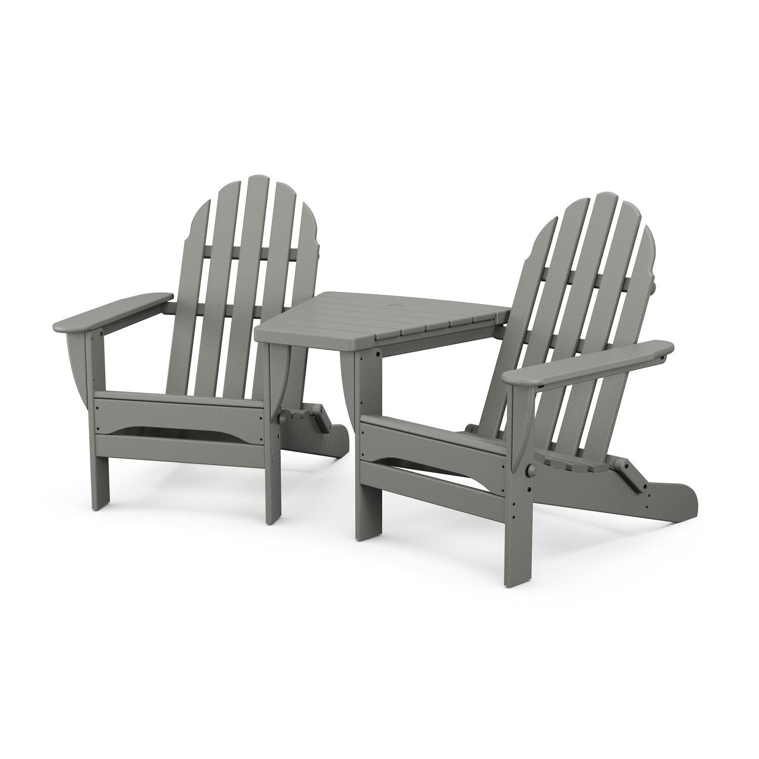 POLYWOOD PWS562-1-GY Classic Folding Adirondacks W/ Connecting Table thumbnail