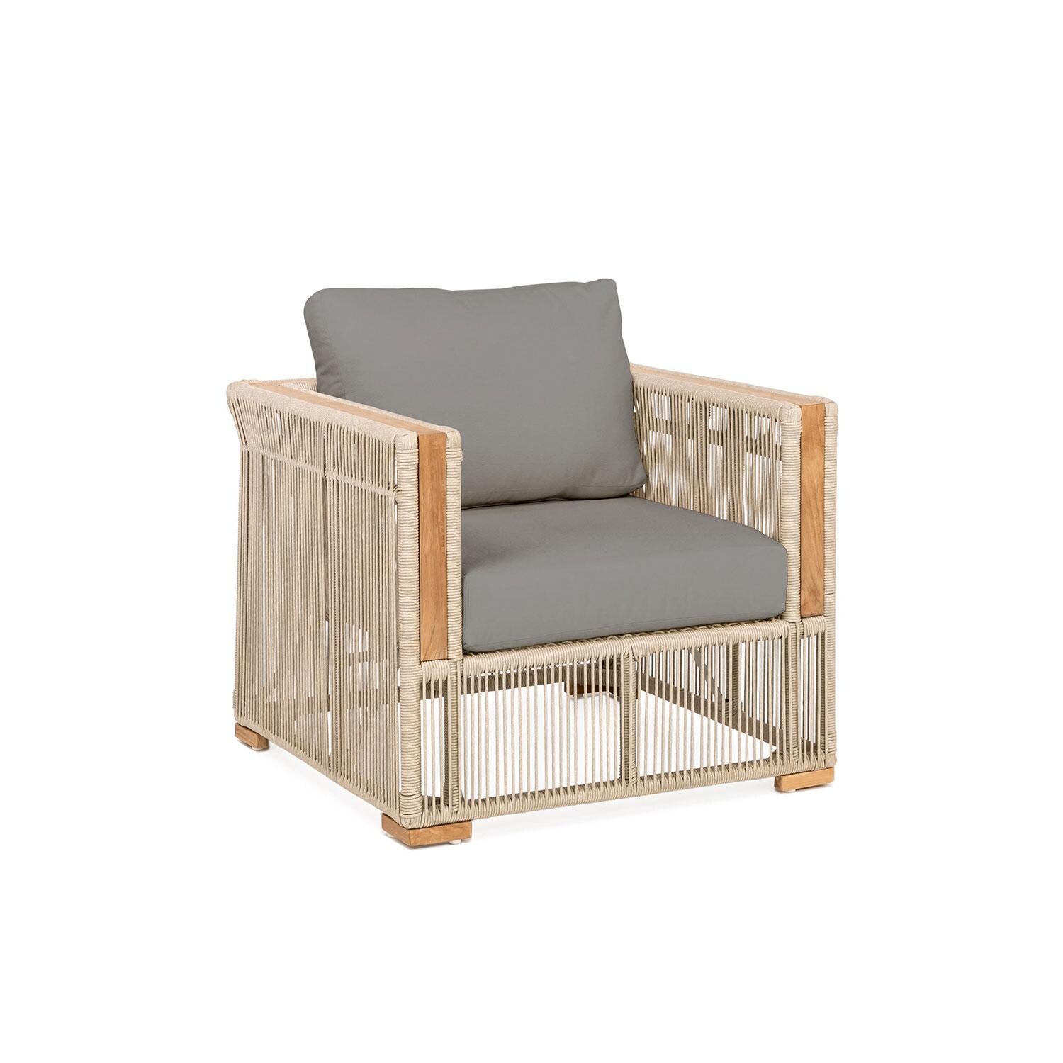 Pelican View Woven Rope Club Chair in Charcoal by Lakeview Outdoor Designs - Side View - White Background thumbnail