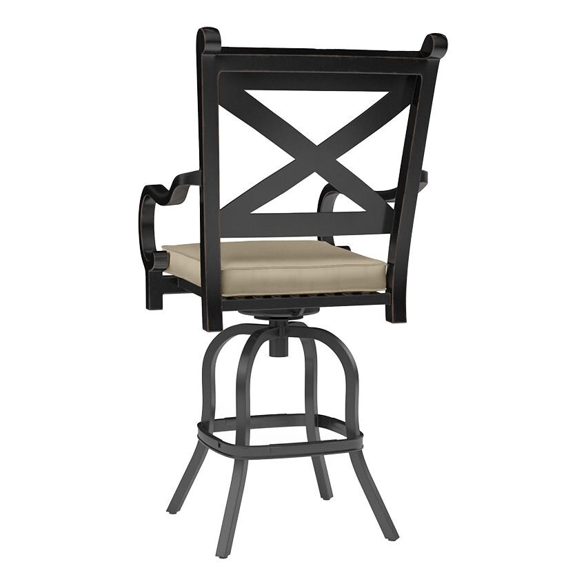 Monterey Counter Height Barstool in Copper/Linen Stone w/ Selt Welt by Sunset West - Rear View - White Background thumbnail