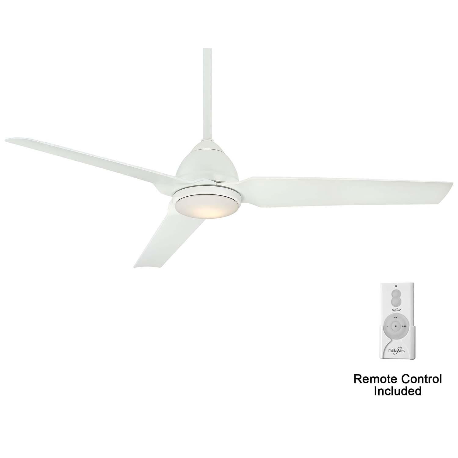 Minka-Aire F753L-WHF Java 54-Inch 3-Blade Ceiling Fan in Flat White Finish w/ Flat White Blades & Etched Opal Glass - Remote Included thumbnail