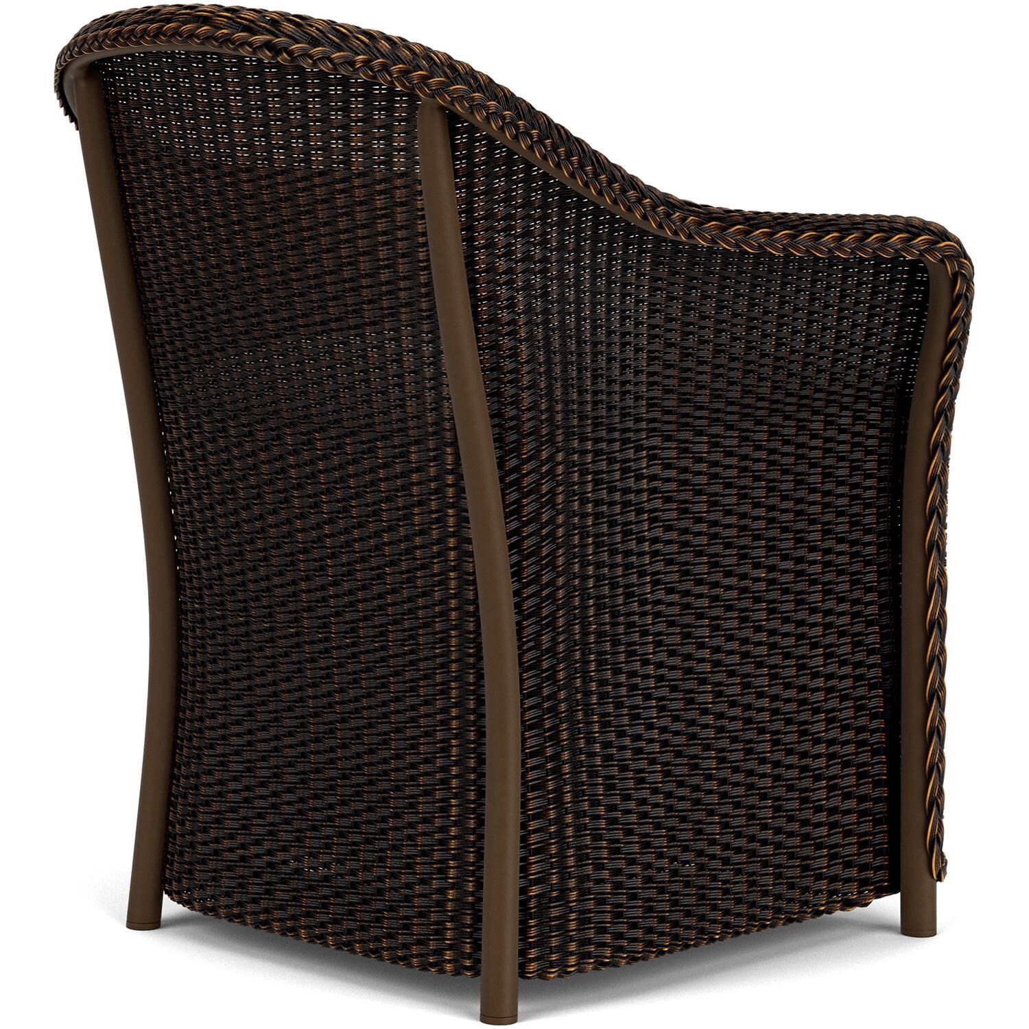 Lloyd Flanders Weekend Retreat Dining Armchair in Mink Finish W/ Remy Cloud Fabric - Back Right thumbnail