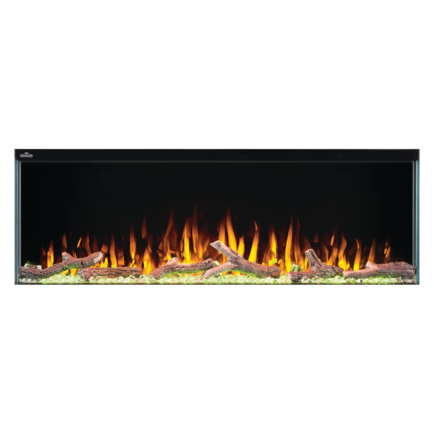 Napoleon NEFB50H-3SV 50-Inch Trivista 3-Sided Built-In Electric Fireplace - Orange and Yellow Flames with Green Ember Bed thumbnail