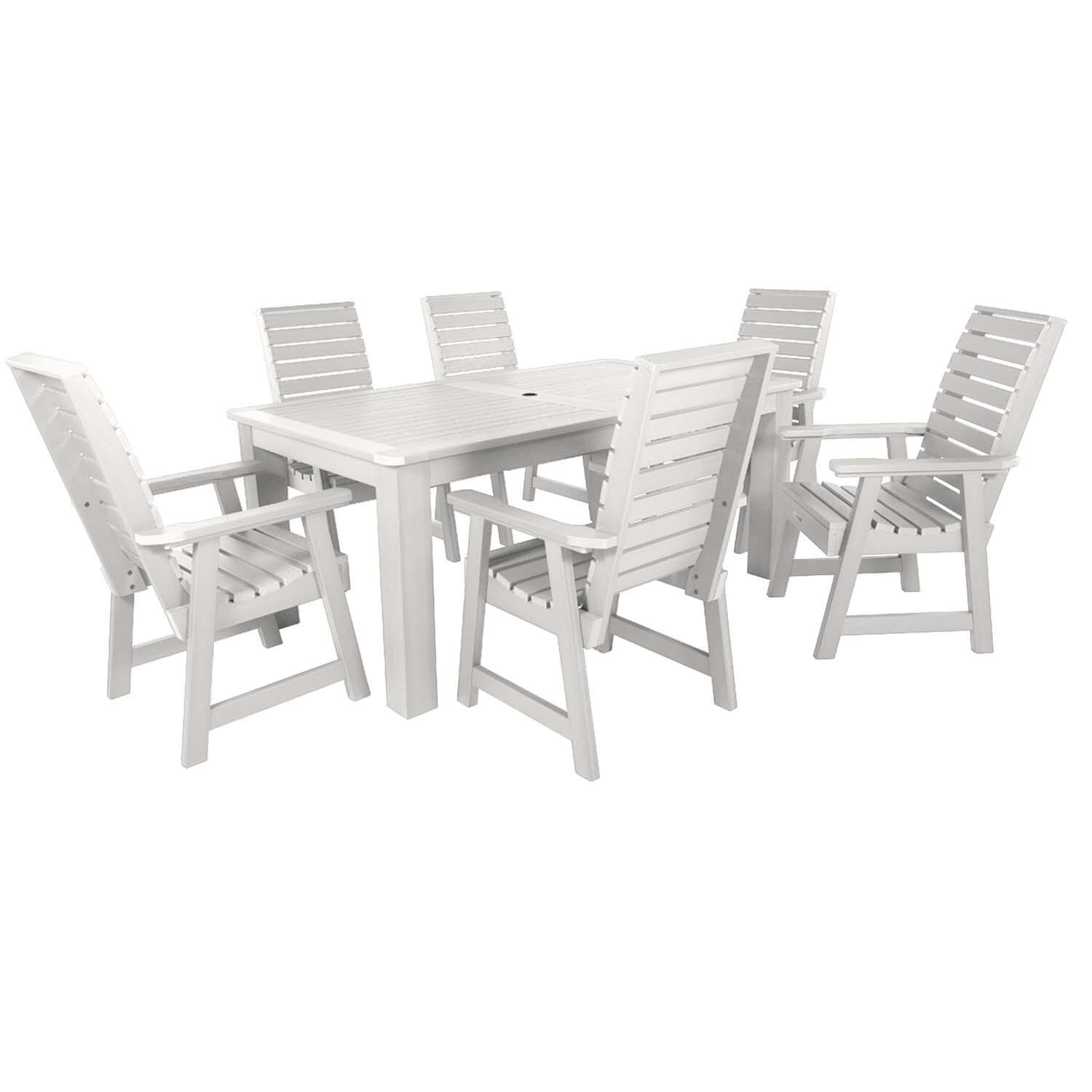 Elm Pointe 7 Pc Rectangular Dining Set in White By Lakeview Outdoor Designs - White Background thumbnail