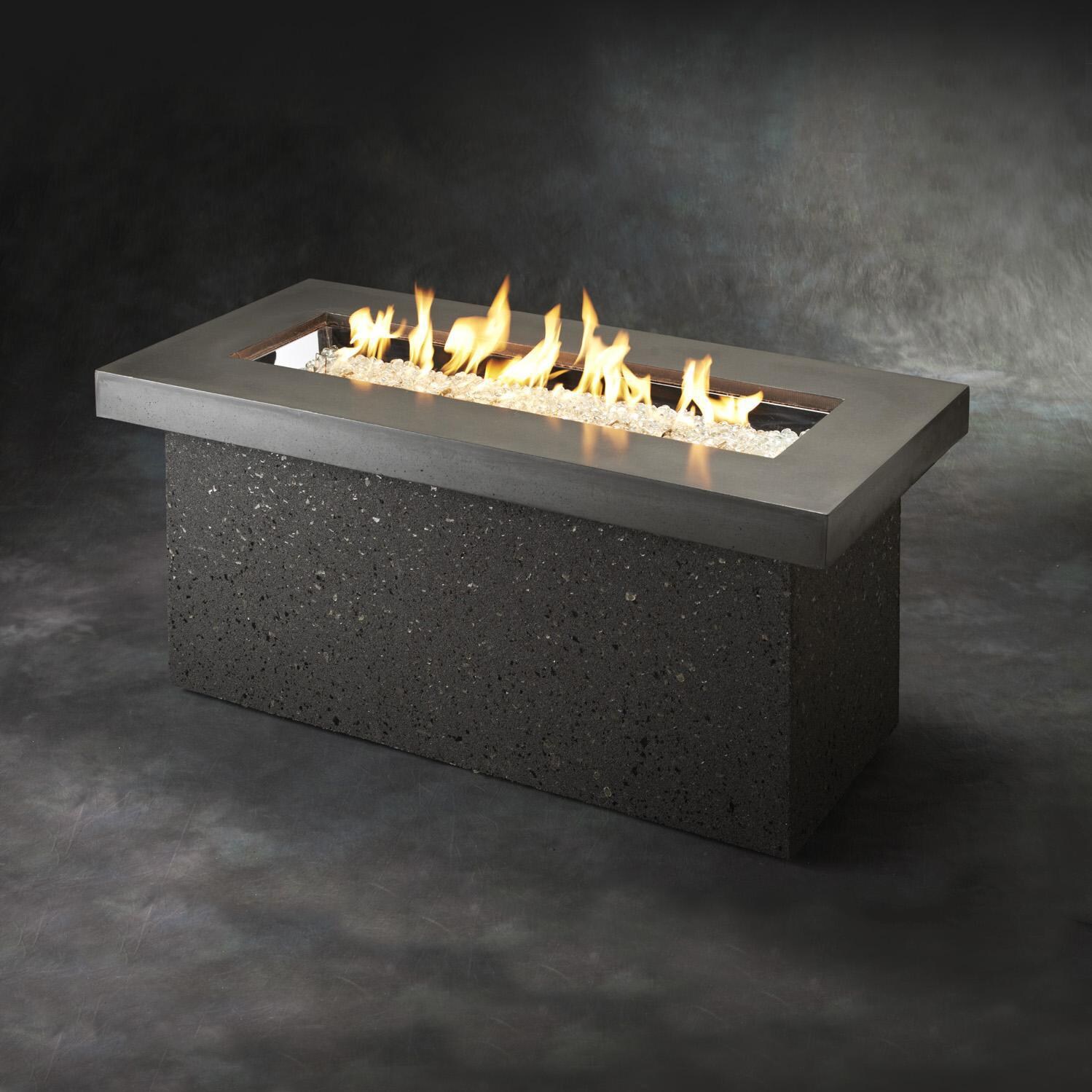 The Outdoor GreatRoom Company Key Largo Linear Gas Fire Pit Table - Midnight Mist - Lifestyle - Flame thumbnail