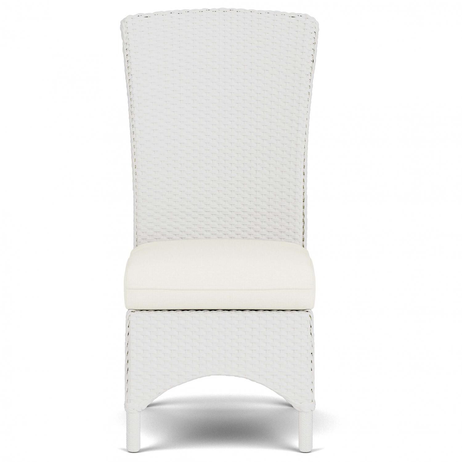 Lloyd Flanders Mandalay Armless Dining Chair in Matte White Finish with Tundra Dove Fabric thumbnail