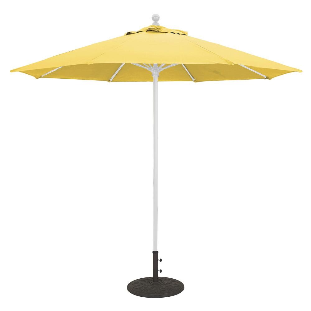 Galtech 9 Ft. Octagonal Aluminum Patio Umbrella W/ Manual Lift - White Frame W/ Sunflower Yellow Sunbrella Fabric (Umbrella Base Not Included) thumbnail