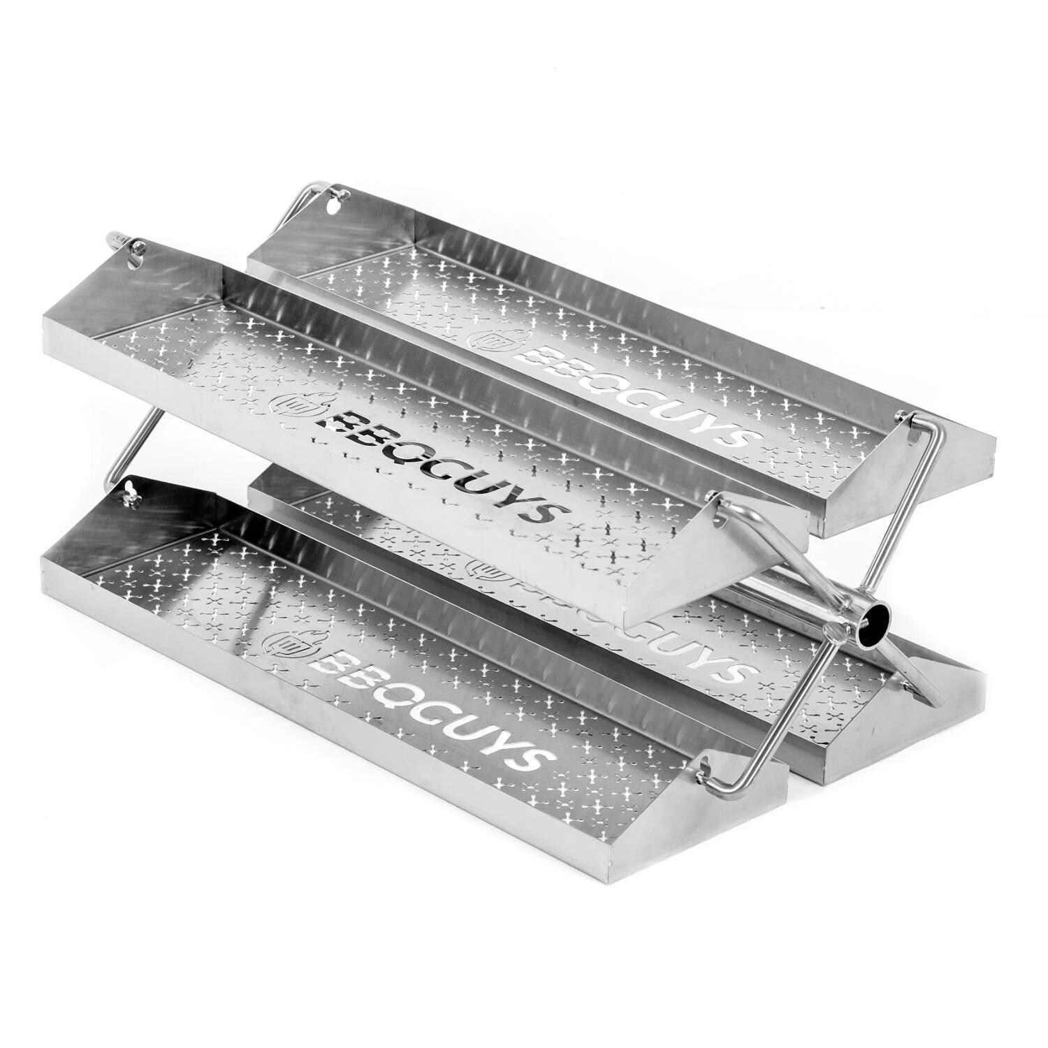 BBQGuys Signature BBQ-RRW Rib Rotisserie Rotating BBQ Grill Trays - Angled - White Background thumbnail