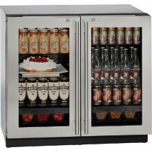 U-Line 3000 Series 36-Inch 6.9 Cu. Ft. Built-In Dual Zone Compact Refrigerator With Glass Doors And Lock - Stainless Steel - U-3036RRGLS-13B image