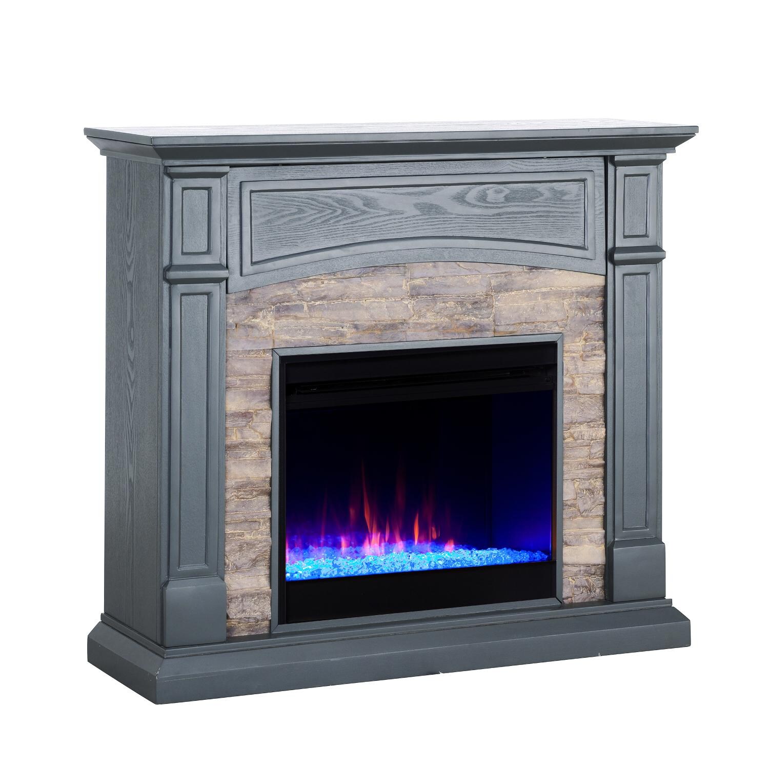 Southern Enterprises Seneca Color Changing Media Fireplace Gray