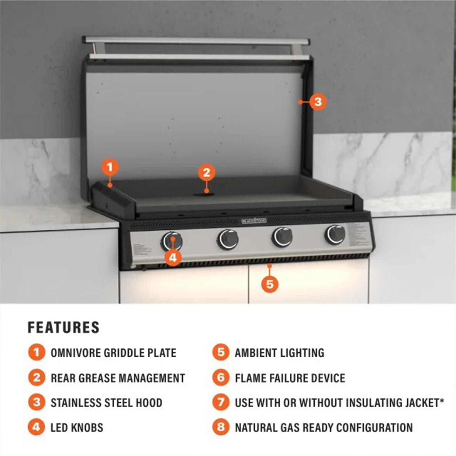 Blackstone 6331NG 36-in Built-In Propane Griddle w / Hood - Features - Detail
