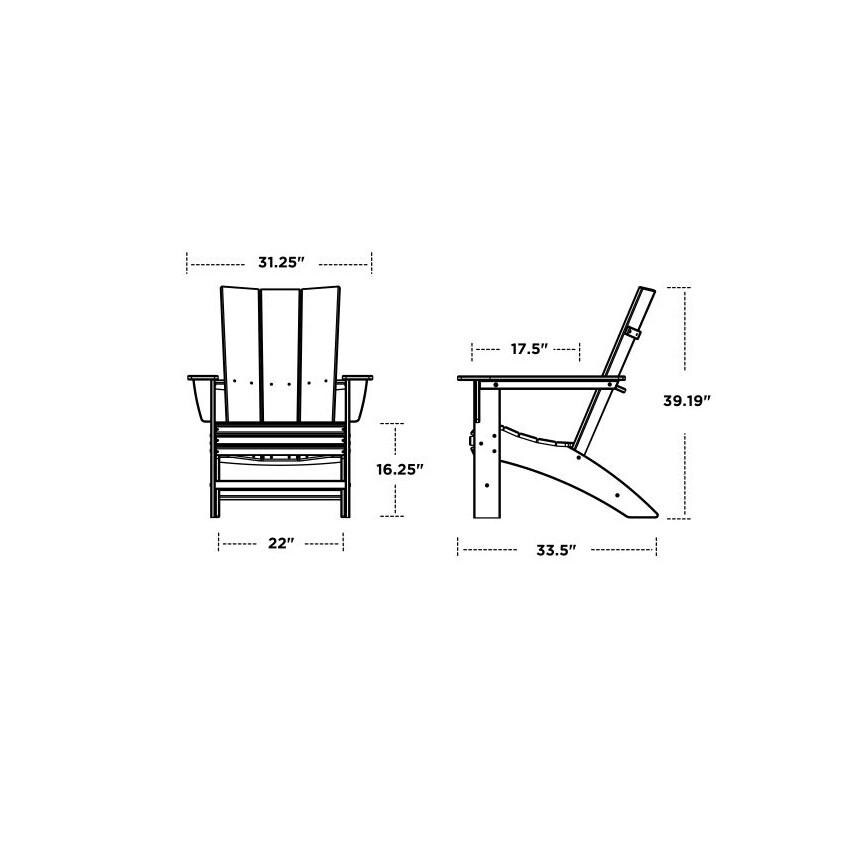 POLYWOOD Modern White Curveback Adirondack Chair - Chair Dimensions thumbnail