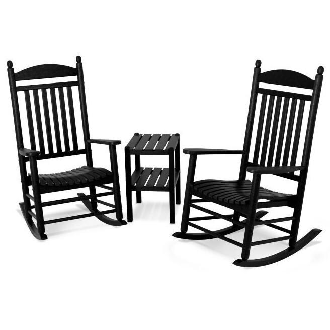 Polywood Jefferson 3 Piece Recycled Plastic Wood Patio Rocking Chair Polywood Jefferson 3 Piece Recycled Plastic Wood Patio Rocking Chair Set Black Ultimate