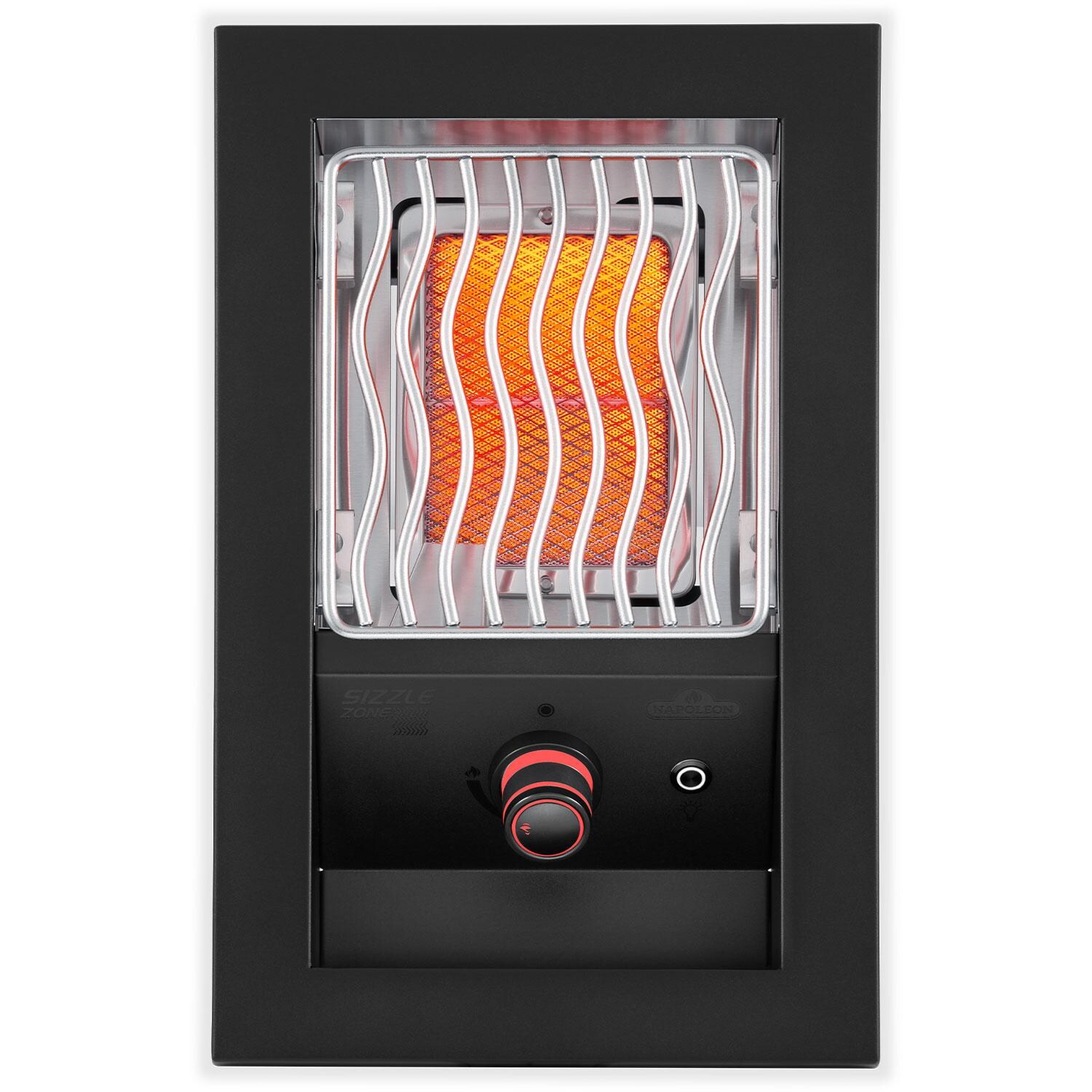 Napoleon BIB10IRPMK 700 Series 10-in Built-In Propane Single Infrared Burner - Matte Black - Burner On - Overhead View - White Background thumbnail