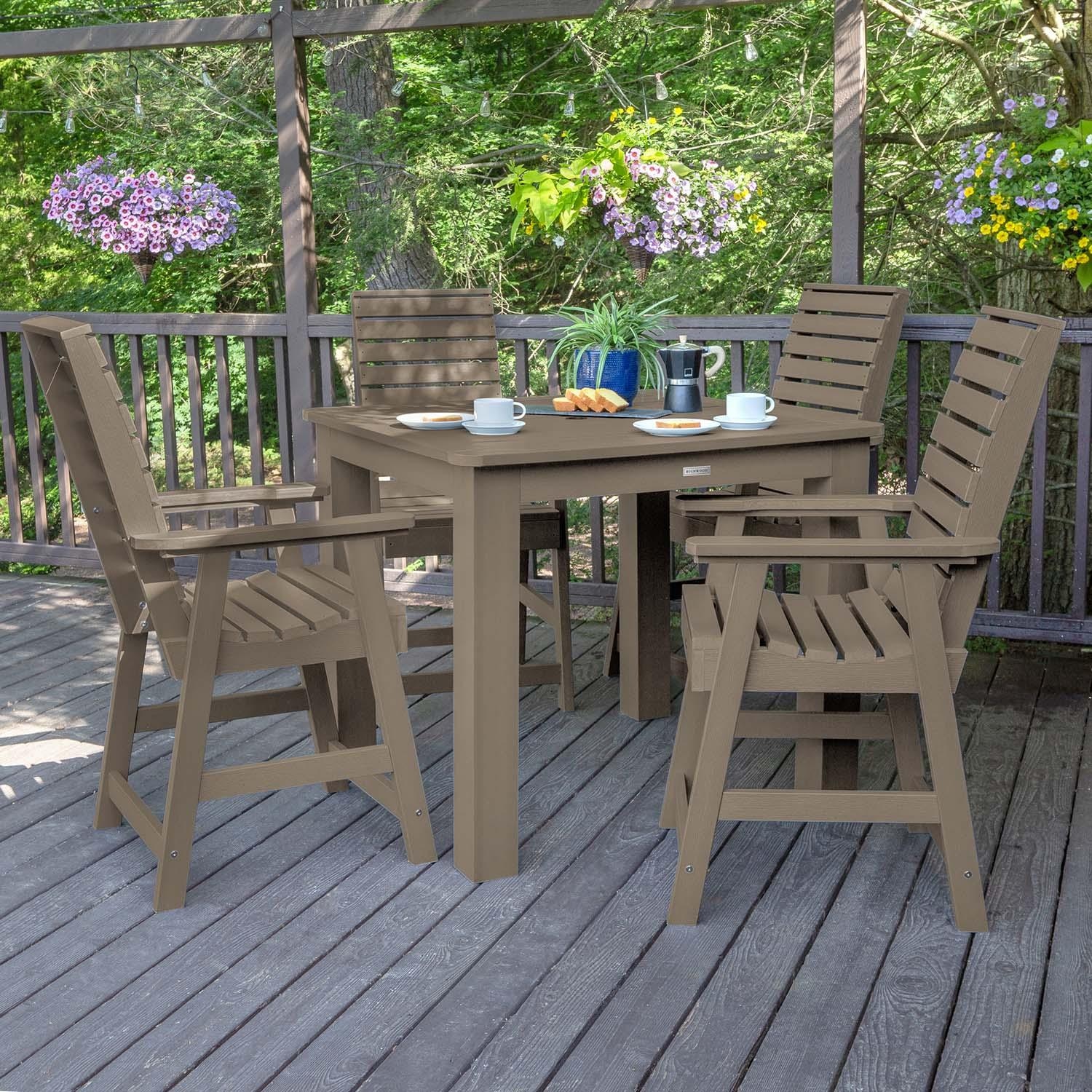 Lakeview Outdoor Designs Elm Pointe 5 Pc Recycled Plastic Square Counter Height Dining Set in Woodland Brown by - LV-CNW44-WBR