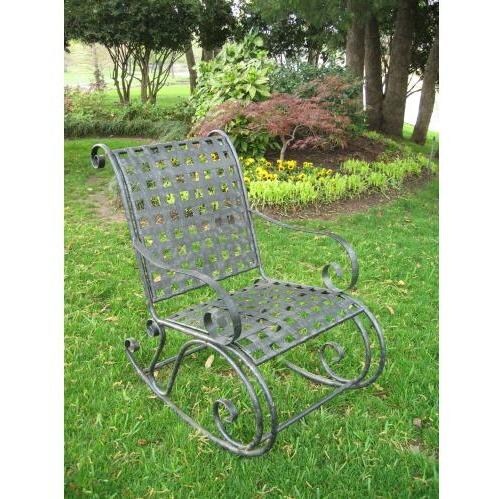 International Caravan Mandalay Wrought Iron Patio Rocker - Antique Black