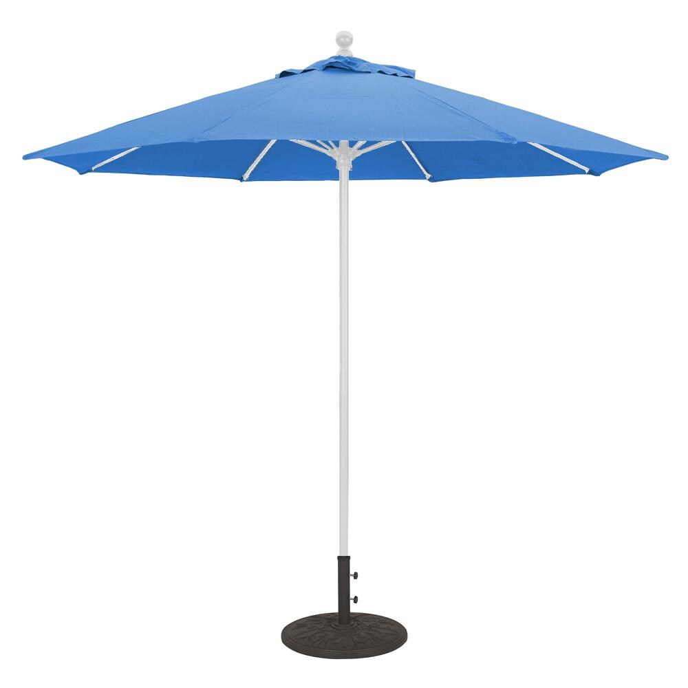 Galtech 9 Ft. Bar Height Octagonal Aluminum Patio Market Umbrella W/ Push Lift - White Frame W/ Sunbrella Canvas Pacific Blue Canopy