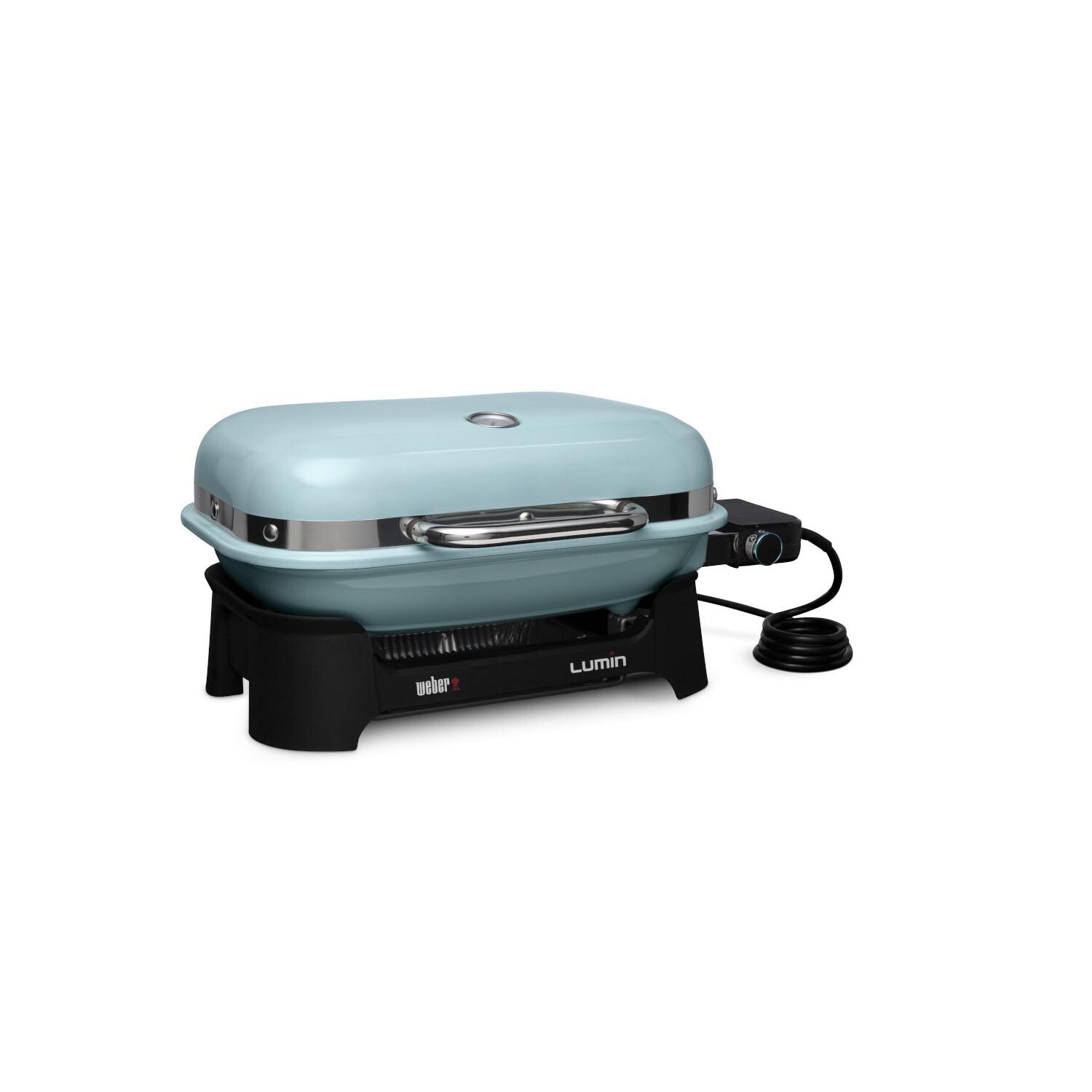 Weber 91400901 Ice Blue Lumin Compact Portable 1560 Watt Electric Grill - Left Side