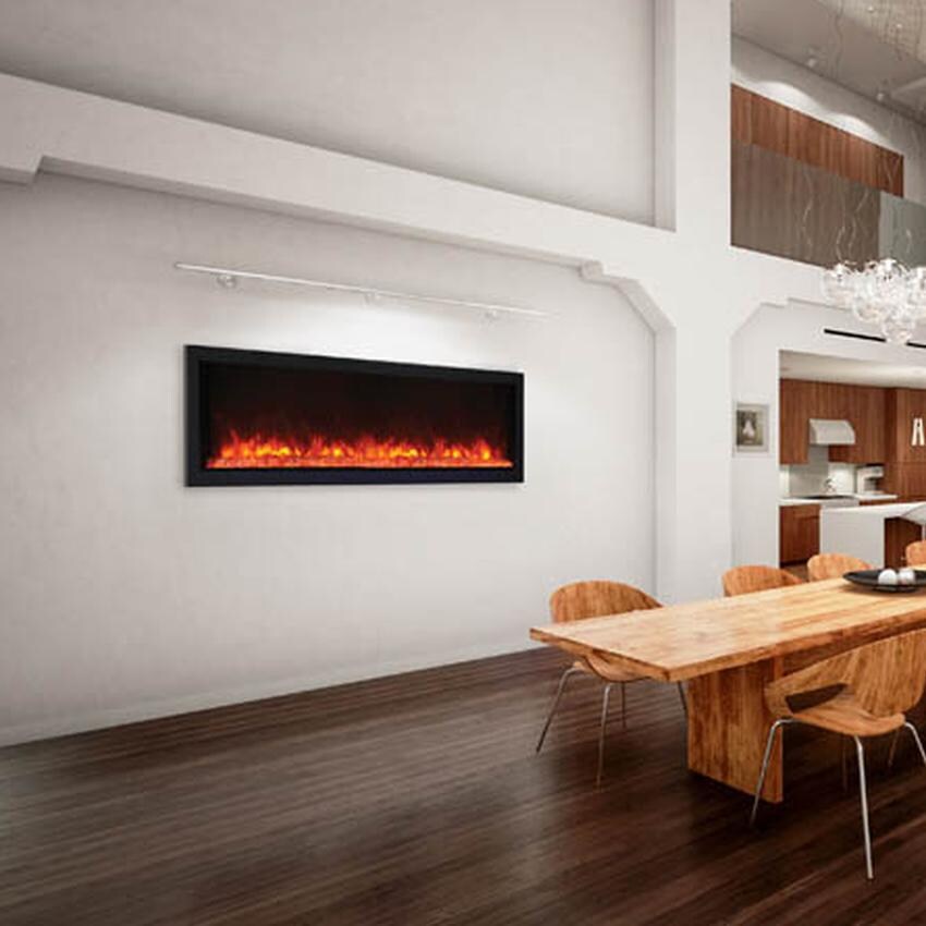 Remii 65-inch Built In Extra Slim Electric Fireplace - Orange - Installed thumbnail