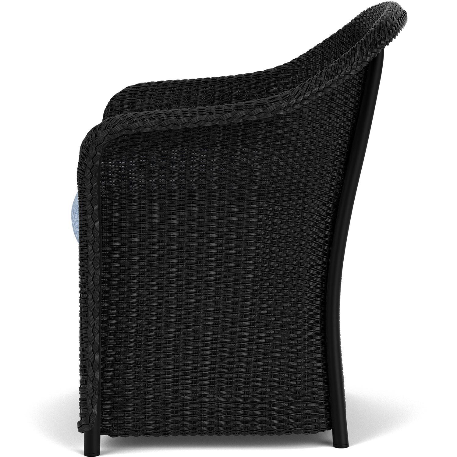 Lloyd Flanders Weekend Retreat Dining Armchair in Ebony Finish W/ Demo Skyway Fabric - Side thumbnail