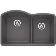 Blanco Diamond 30 X 20 Silgranit II 1-3/4 Low-Divide Double Bowl Undermount Sink - Cinder - 441591 image