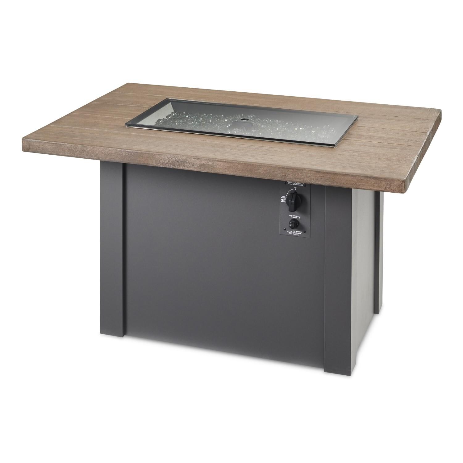 Havenwood 44 Inch Fire Pit Table W/ Driftwood Top & Grey Base - Cover - White Background thumbnail
