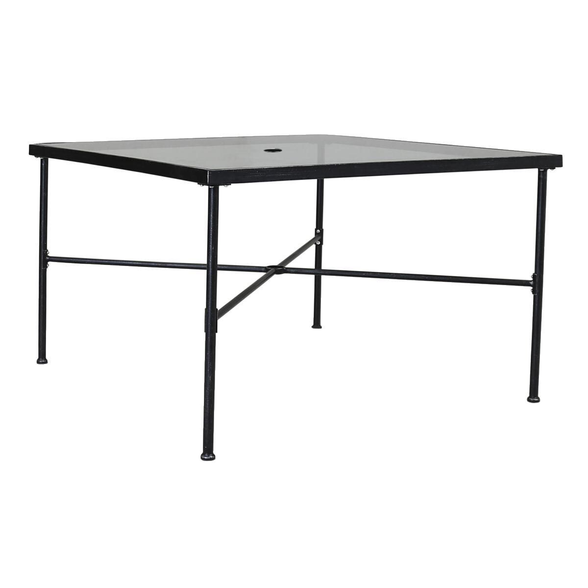 Sunset West 3201-T44 Provence 44 Inch Square Wrought Iron Patio Dining Table With Glass Top thumbnail