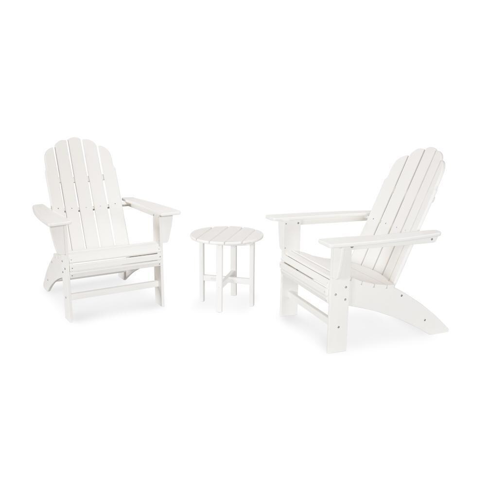 Vineyard 3 Pc Recycled Plastic Curveback Adirondack Seating Set in White by POLYWOOD