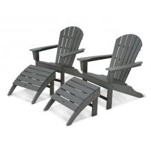 South Beach 4 Piece Recycled Plastic Wood Patio Adirondack Set By POLYWOOD - Slate Gray