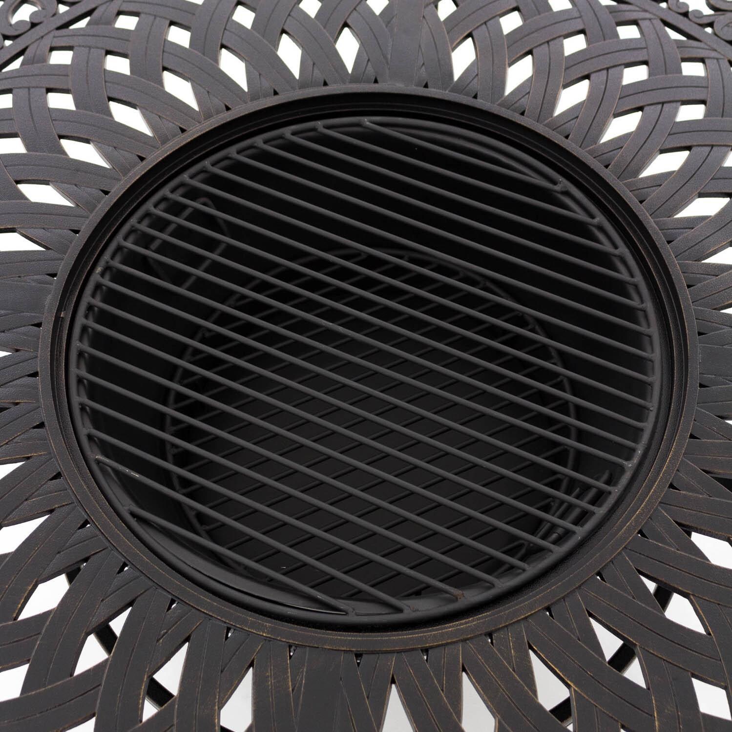 Villa Flora 48-Inch Round Cast Aluminum Wood Burning Fire Pit - Cooking Grate Detail thumbnail