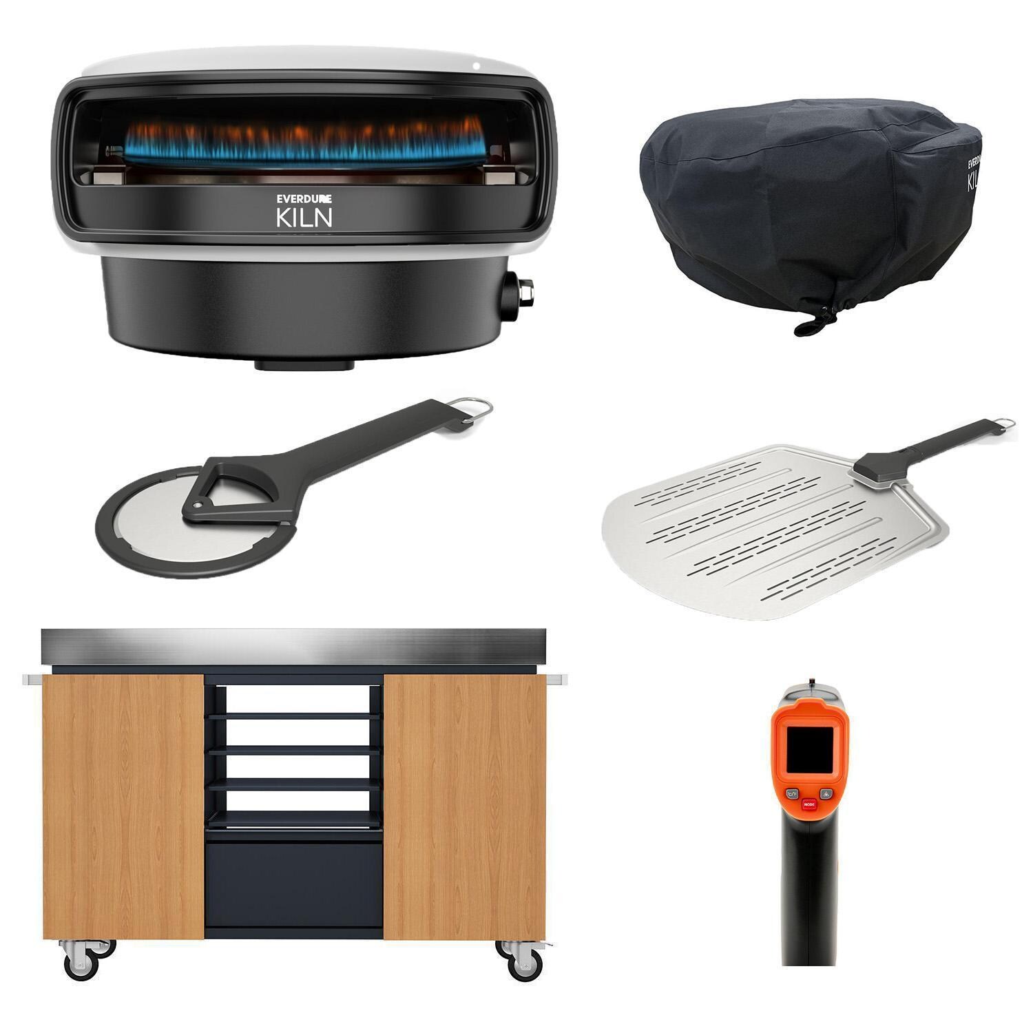 Everdure EKILN1SUS Kiln 1 Burner Pizza Oven - PIZZA EXPERT Bundle  - Stone - White Background thumbnail