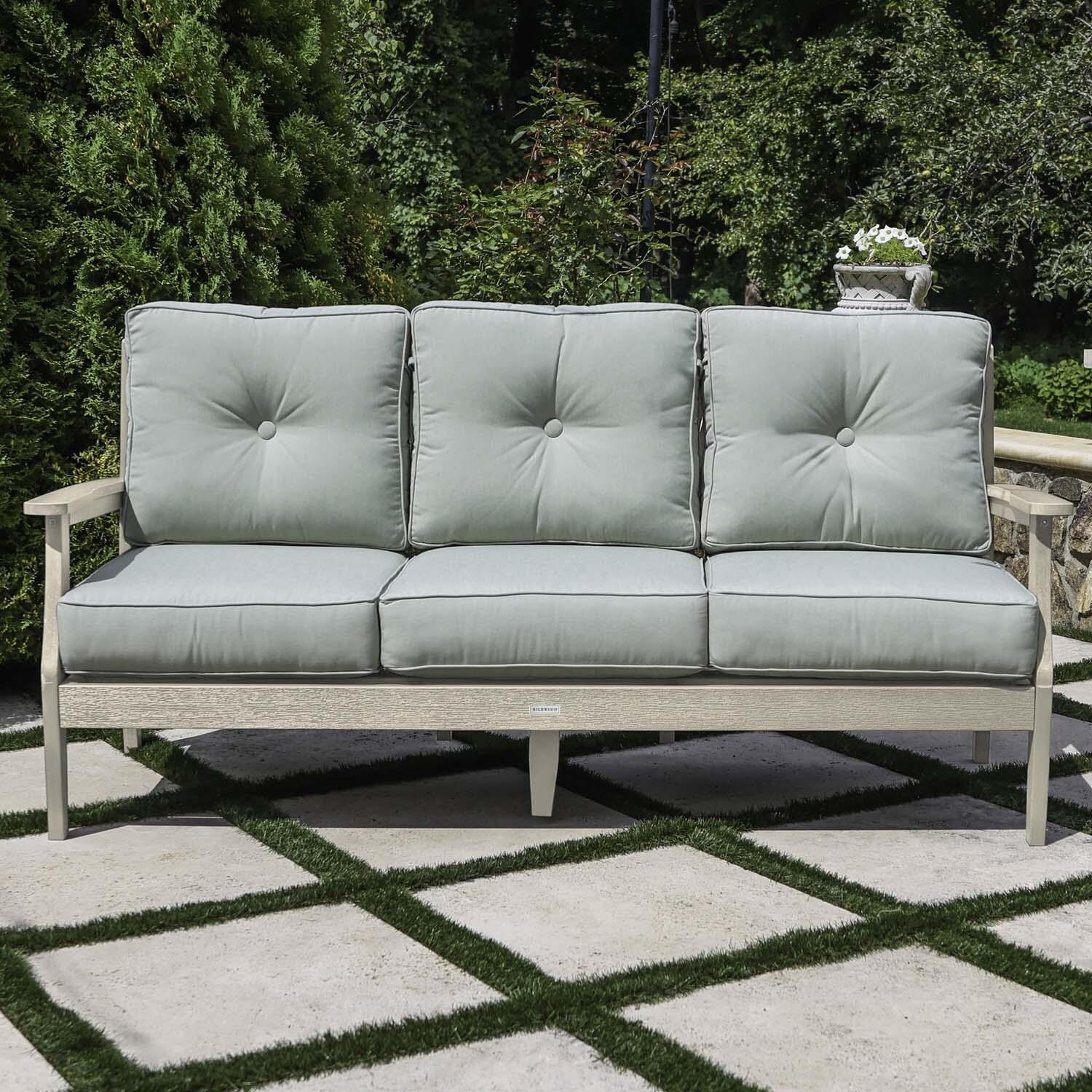 Blushing Bay 3 Person Recycled Plastic Sofa in Canvas Seasalt/Whitewash by Lakeview Outdoor Designs - Lifestyle thumbnail